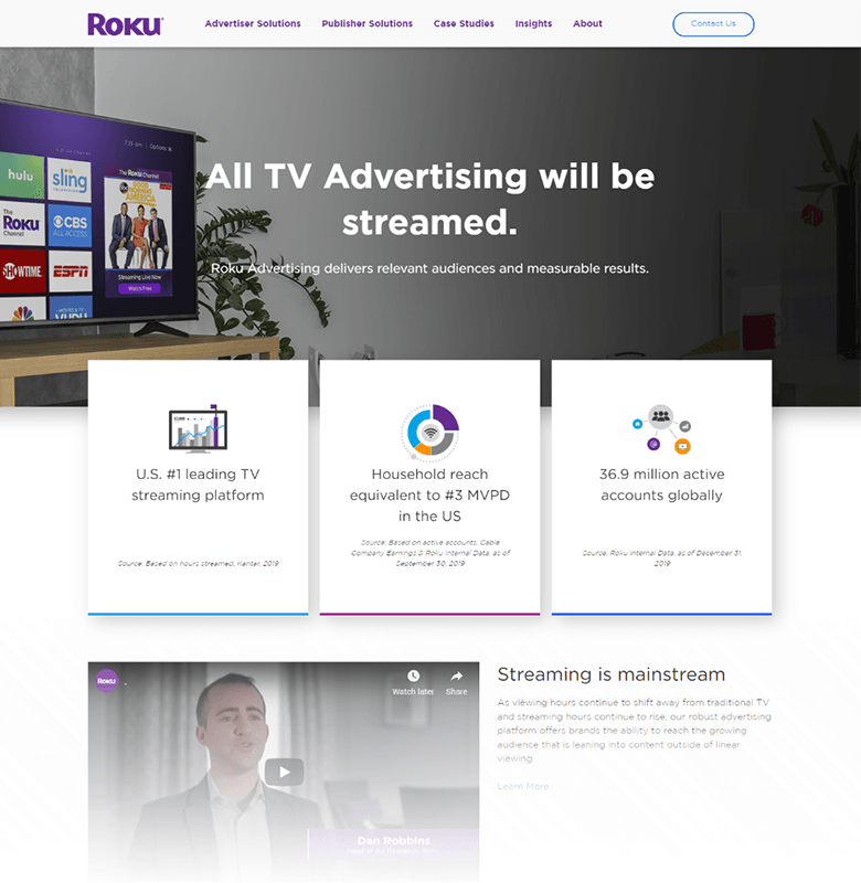 Roku’s Advertising Platform Stands Out with BeautifullyDesigned Microsite